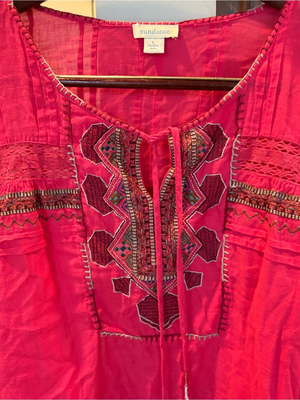 Sundance Hot Pink Embroidered Tunic Top - Picture 4 of 6